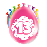 Ballonnen 13 Jaar Meerkleurig 8st